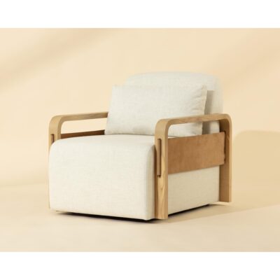 Otso Swivel Lounge Chair - Geralt Linen / Nubuck Tan Leather
