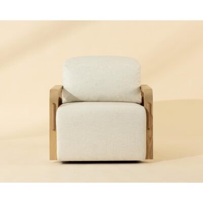 Otso Swivel Lounge Chair - Geralt Linen / Nubuck Tan Leather 112142 112142 OTSO SWIVEL LOUNGE CHAIR GERALT LINEN NUBUCK TAN LEATHER 1