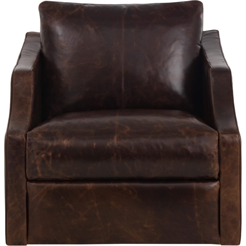 Orwell Swivel Lounge Chair - Chocolate Leather - Image 6
