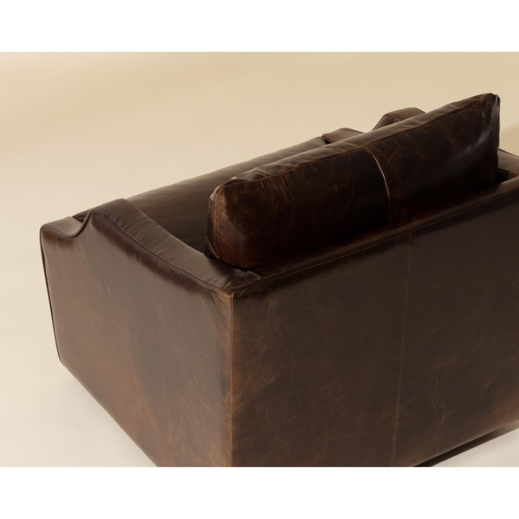 Orwell Swivel Lounge Chair - Chocolate Leather - Image 4