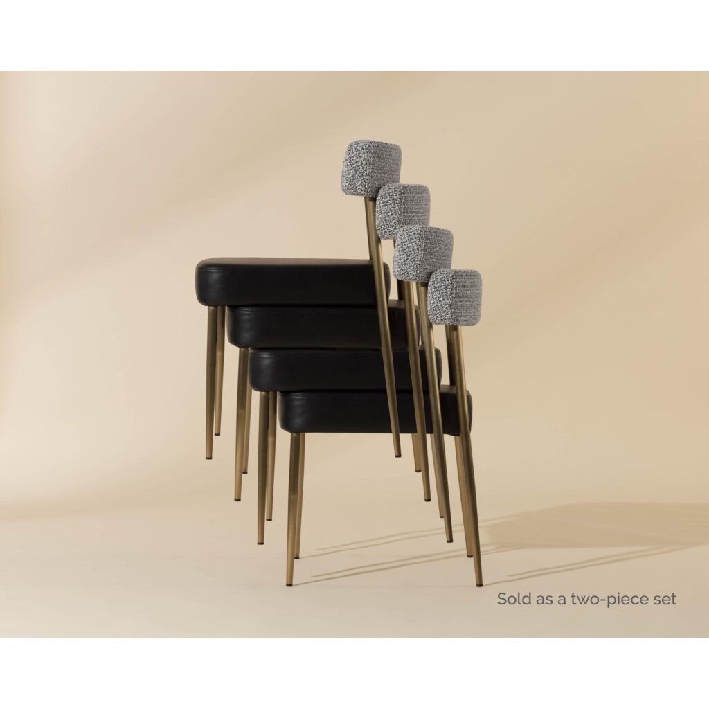 Ashwin Stackable Dining Chair - Bravo Black / Helios Check Black - Image 3