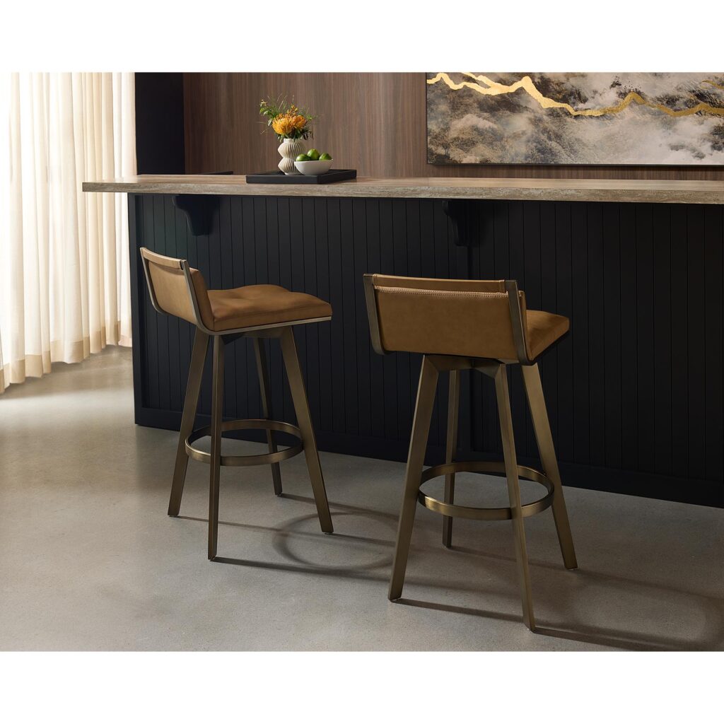 Arizona Swivel Barstool - Milliken Cognac - Image 8