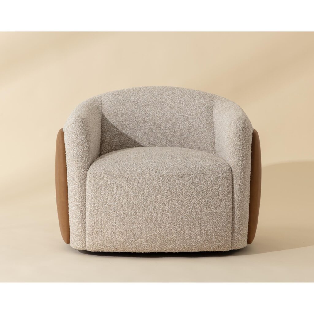 Caris Swivel Lounge Chair - Santa Cruz Oatmeal / Milliken Cognac - Image 2