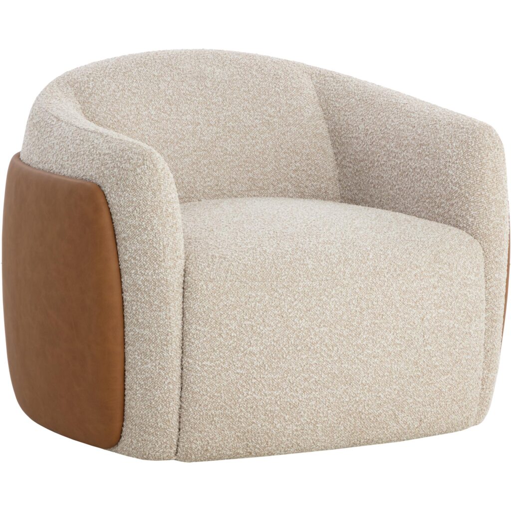 Caris Swivel Lounge Chair - Santa Cruz Oatmeal / Milliken Cognac - Image 6