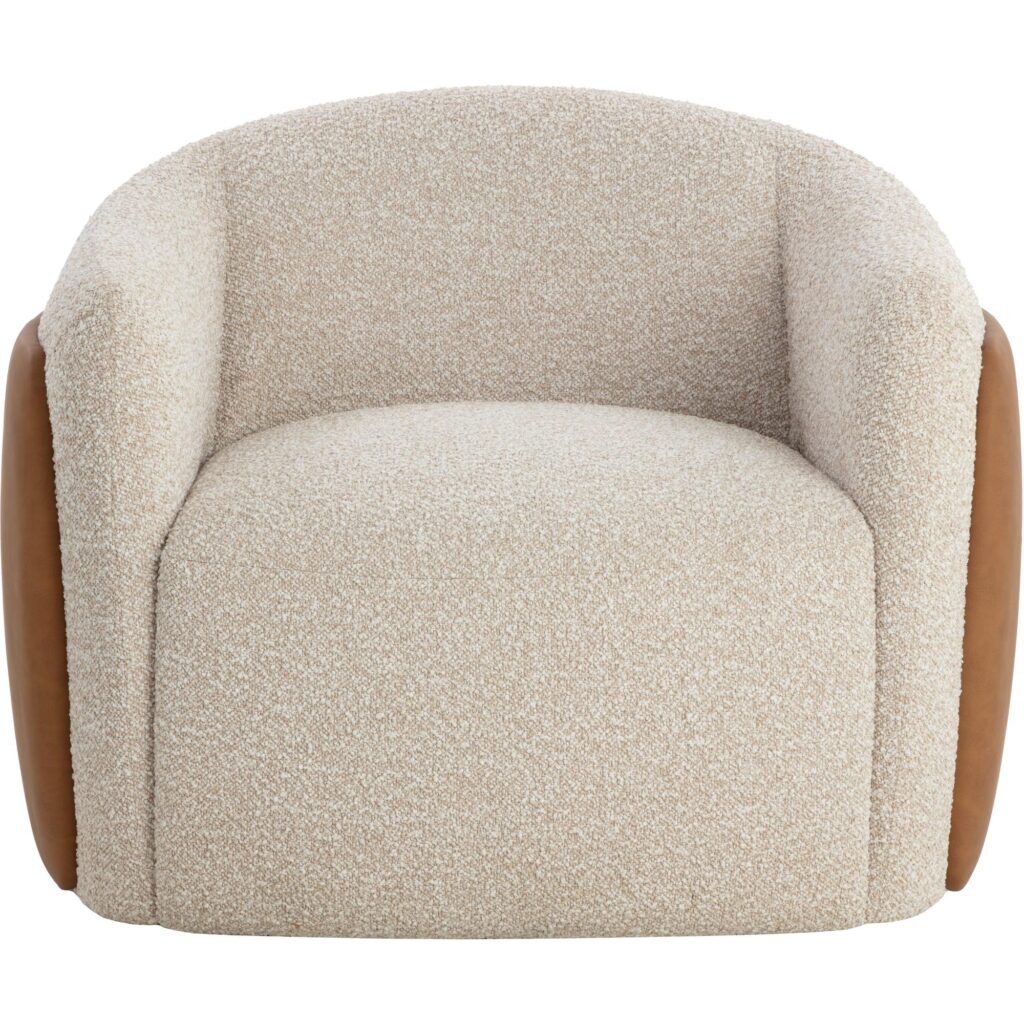 Caris Swivel Lounge Chair - Santa Cruz Oatmeal / Milliken Cognac - Image 7