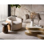 Caris Swivel Lounge Chair - Santa Cruz Oatmeal / Milliken Cognac 112208 112208 CARIS SWIVEL LOUNGE CHAIR SANTA CRUZ OATMEAL MILLIKEN COGNAC 5