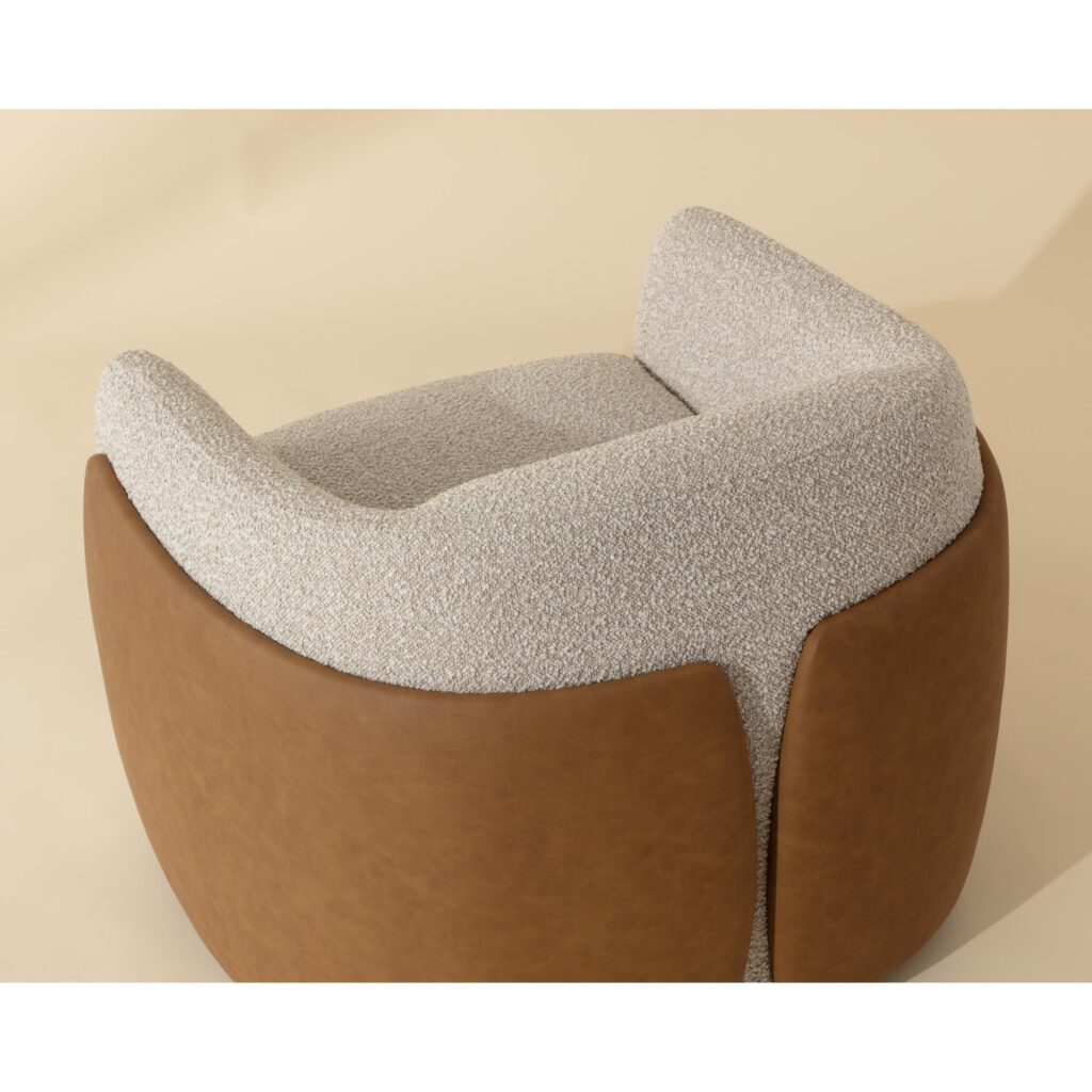Caris Swivel Lounge Chair - Santa Cruz Oatmeal / Milliken Cognac - Image 4