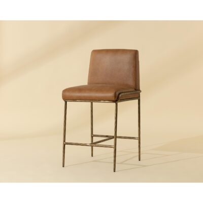 Lathan Counter Stool - Tan Leather