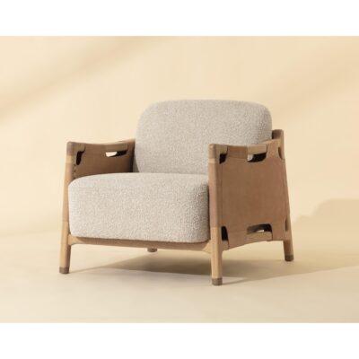 Calloway Lounge Chair - Light Oak - Santa Cruz Oatmeal / Nubuck Tan Leather