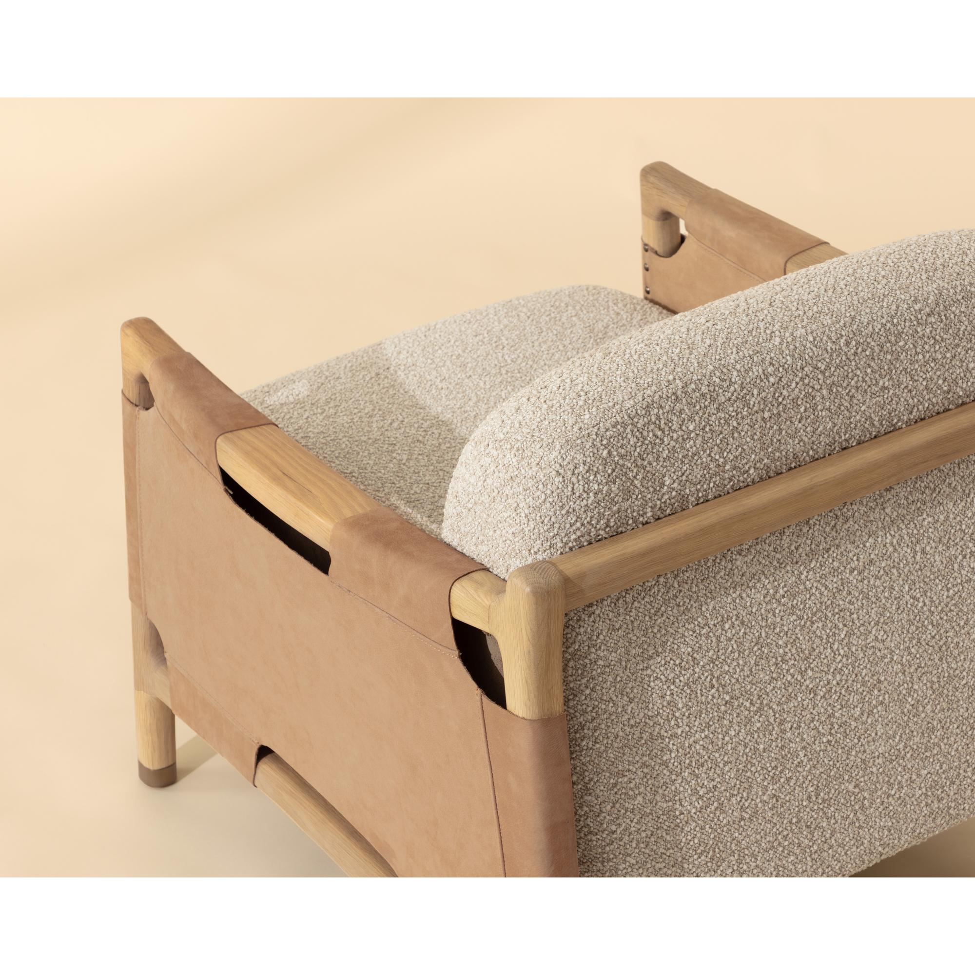 Calloway Lounge Chair - Light Oak - Santa Cruz Oatmeal / Nubuck Tan Leather - Image 4