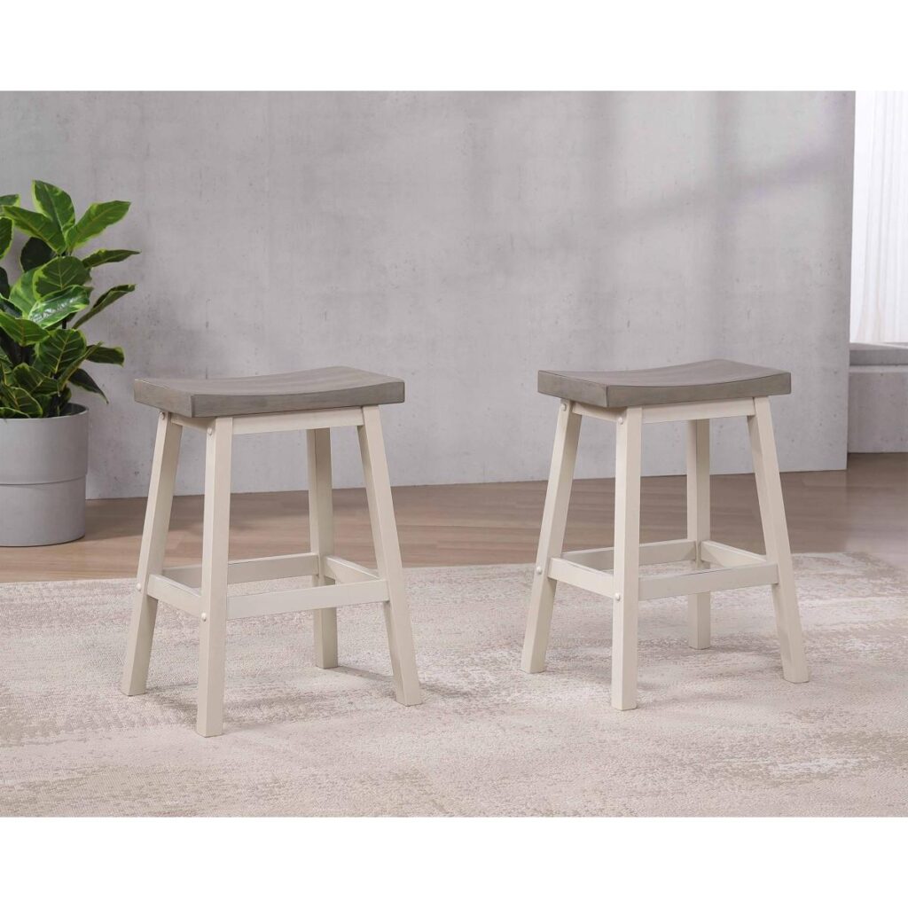 Ashanti Counter Stool - Set of 2 - Grey/White - Image 2