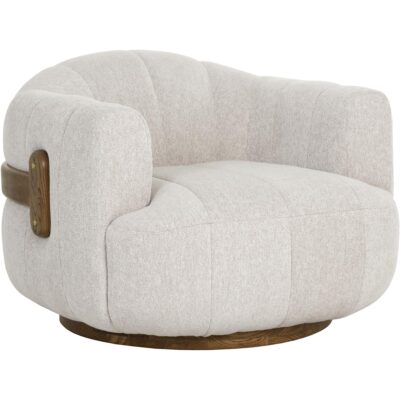 Tadeo Swivel Armchair - Warm Brown - Dove Cream