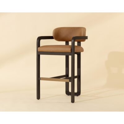Madrone Barstool - Brown - Ludlow Sesame Leather
