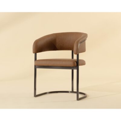 Marris Dining Armchair - Gunmetal - Milliken Cognac