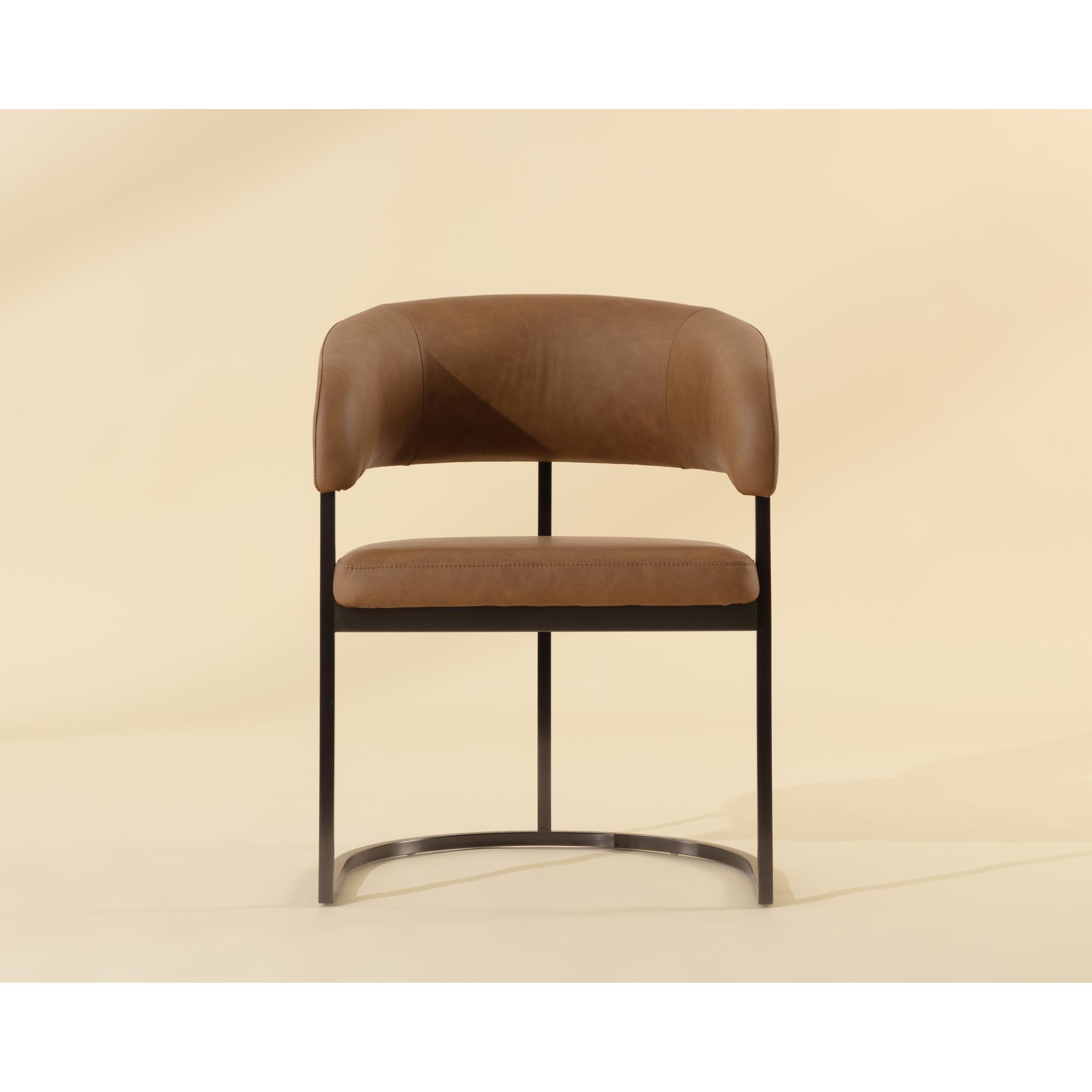 Marris Dining Armchair - Gunmetal - Milliken Cognac 2 Marris Dining Armchair - Gunmetal - Milliken Cognac - Image 2