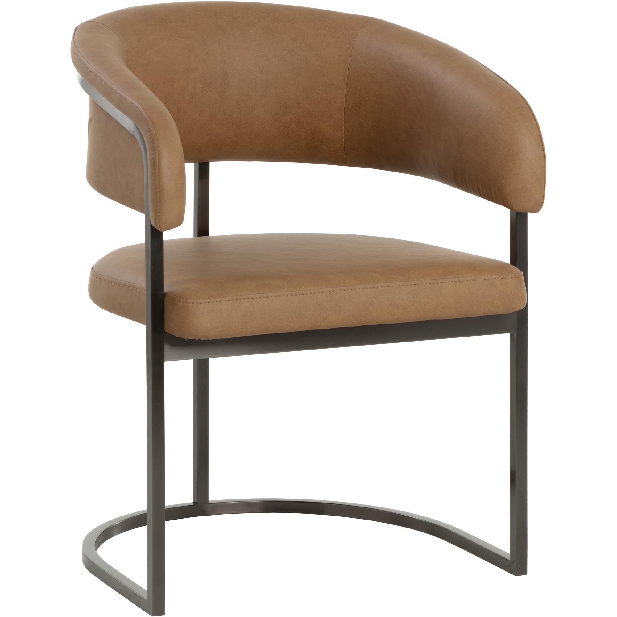 Marris Dining Armchair - Gunmetal - Milliken Cognac 4 Marris Dining Armchair - Gunmetal - Milliken Cognac - Image 4