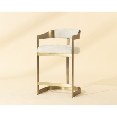 Beaumont Counter Stool - Antique Brass - Rhea Light Barley 112400 112400 BEAUMONT COUNTER STOOL ANTIQUE BRASS RHEA LIGHT BARLEY