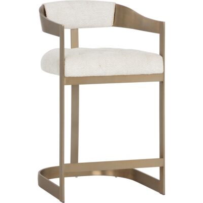 Beaumont Counter Stool - Antique Brass - Rhea Light Barley