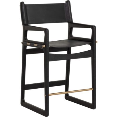 Enver Counter Stool - Carraway Black Leather