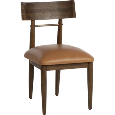 Florian Dining Chair - Chocolate - Tan Leather