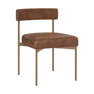 Seneca Dining Chair - Antique Brass - Bravo Cognac