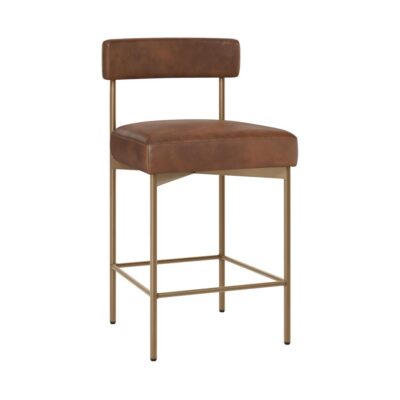 Seneca Counter Stool - Antique Brass - Bravo Cognac
