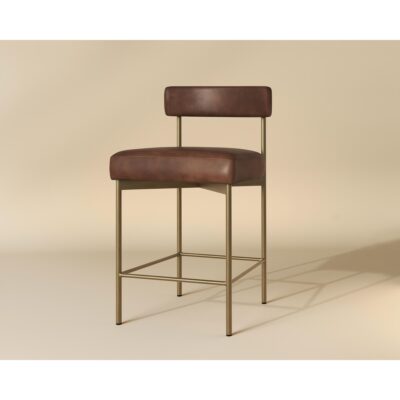 Seneca Counter Stool - Antique Brass - Bravo Cognac 112567 112567 SENECA COUNTER STOOL ANTIQUE BRASS BRAVO COGNAC