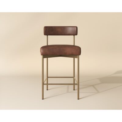 Seneca Counter Stool - Antique Brass - Bravo Cognac 112567 112567 SENECA COUNTER STOOL ANTIQUE BRASS BRAVO COGNAC 1