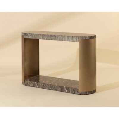 Cavette Console Table - Marble Look - Dark Emperador 112636 112636 CAVETTE CONSOLE TABLE MARBLE LOOK DARK EMPERADOR