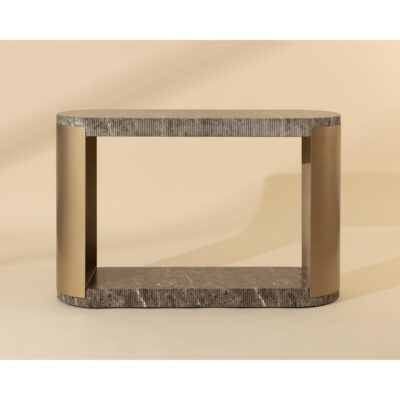 Cavette Console Table - Marble Look - Dark Emperador 112636 112636 CAVETTE CONSOLE TABLE MARBLE LOOK DARK EMPERADOR 1