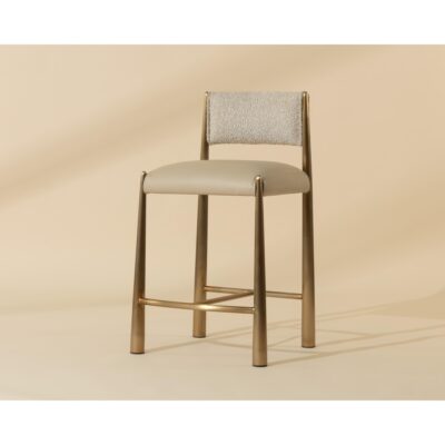 Bayard Counter Stool - Antique Brass - Napa Beige / Santa Cruz Oatmeal 112688 112688 BAYARD COUNTER STOOL ANTIQUE BRASS NAPA BEIGE SANTA CRUZ OATMEAL