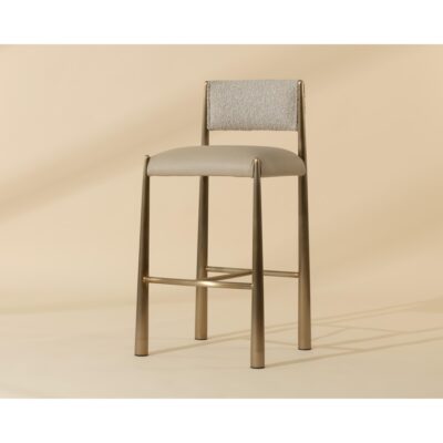 Bayard Barstool - Antique Brass - Napa Beige / Santa Cruz Oatmeal 112689 112689 BAYARD BARSTOOL ANTIQUE BRASS NAPA BEIGE SANTA CRUZ OATMEAL