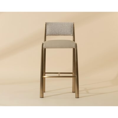 Bayard Barstool - Antique Brass - Napa Beige / Santa Cruz Oatmeal 112689 112689 BAYARD BARSTOOL ANTIQUE BRASS NAPA BEIGE SANTA CRUZ OATMEAL 1