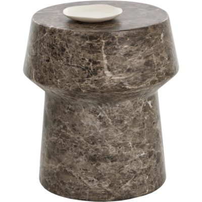 Brie End Table - Marble Look - Dark Emperador