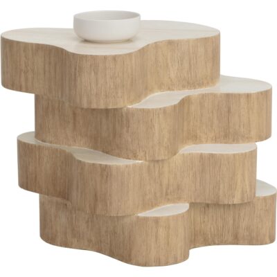 Geddes Side Table - Travertine Look - Cream