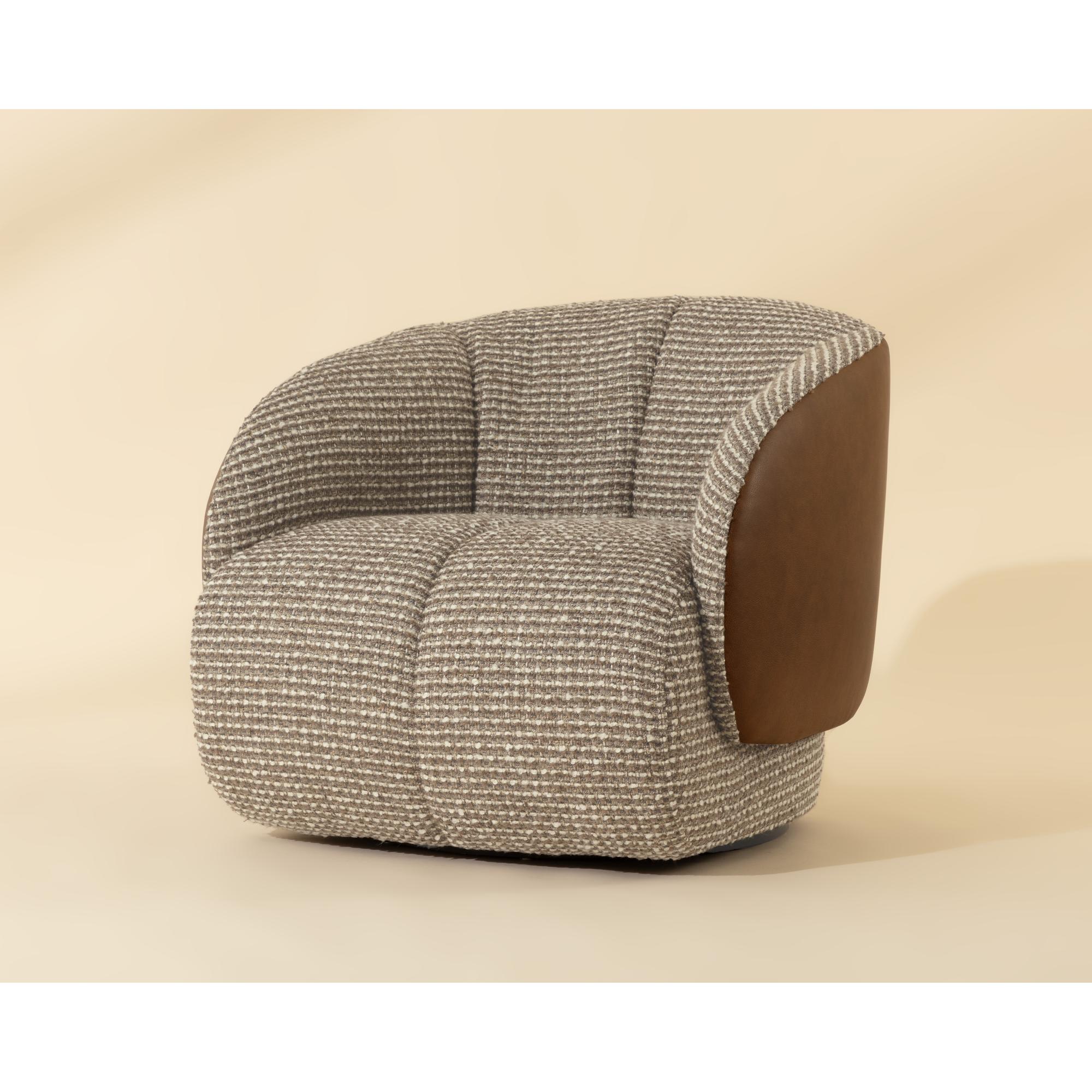 Camie Swivel Lounge Chair - Torched Meringue / Cognac Leather 1 Camie Swivel Lounge Chair - Torched Meringue / Cognac Leather