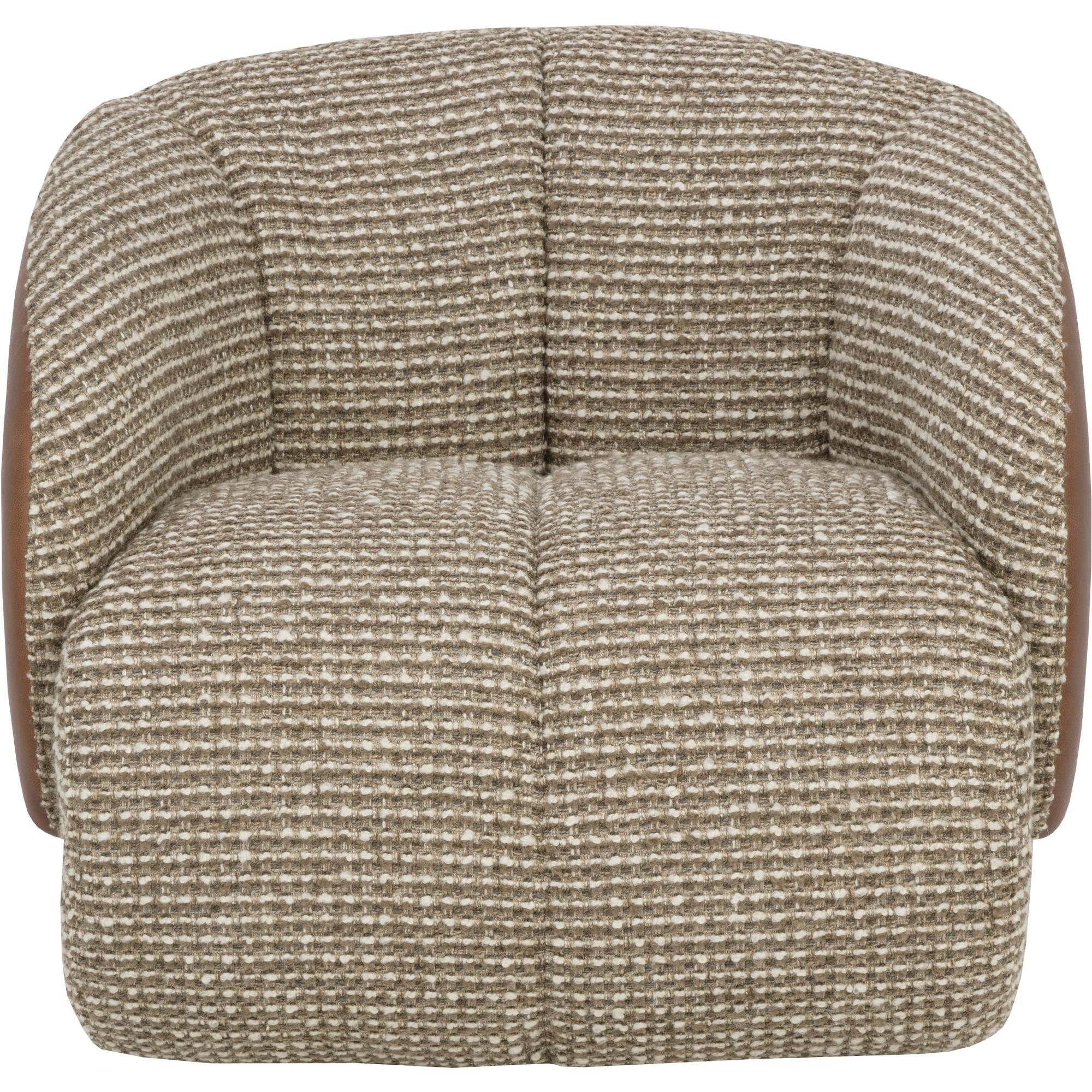 Camie Swivel Lounge Chair - Torched Meringue / Cognac Leather 5 Camie Swivel Lounge Chair - Torched Meringue / Cognac Leather - Image 5