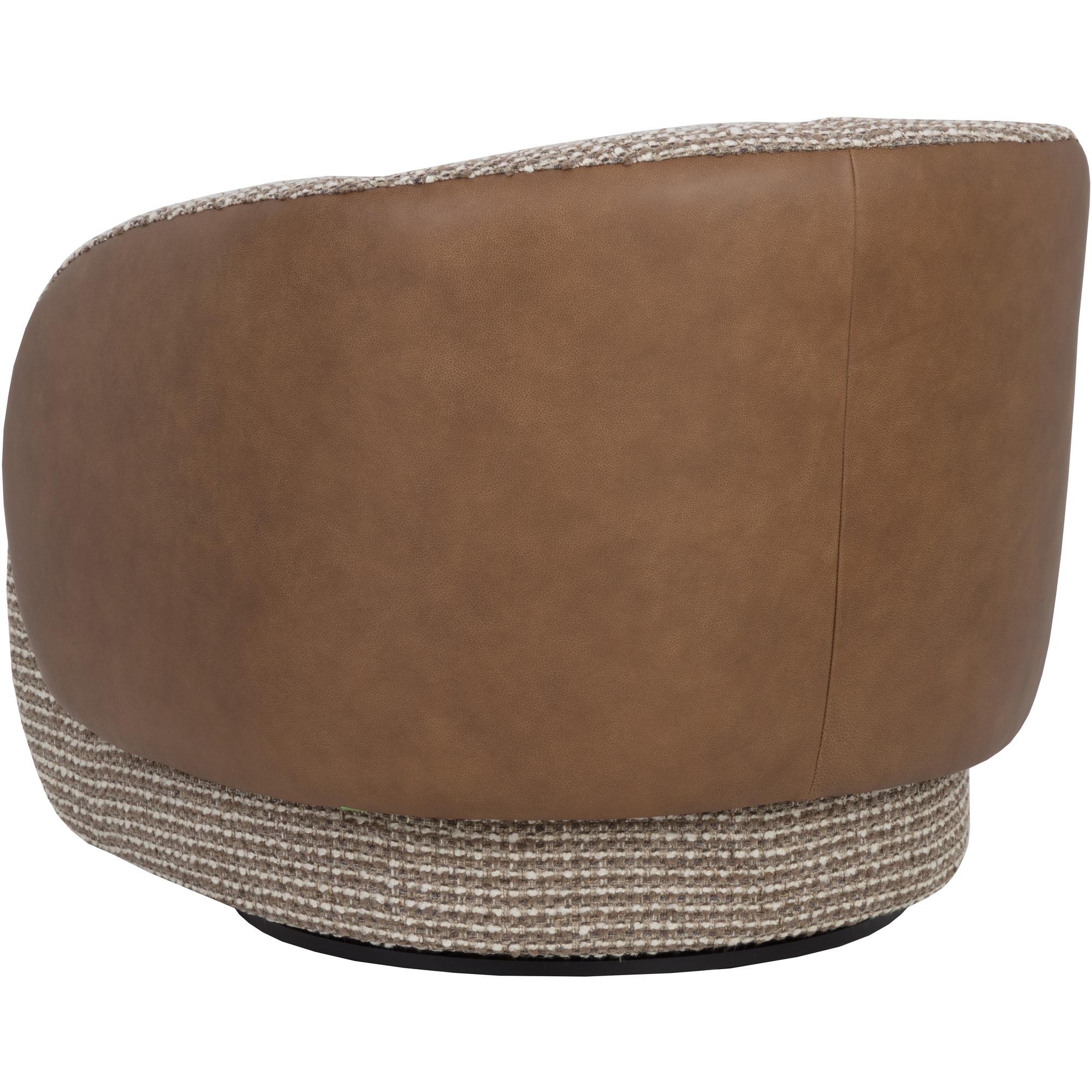 Camie Swivel Lounge Chair - Torched Meringue / Cognac Leather 7 Camie Swivel Lounge Chair - Torched Meringue / Cognac Leather - Image 7