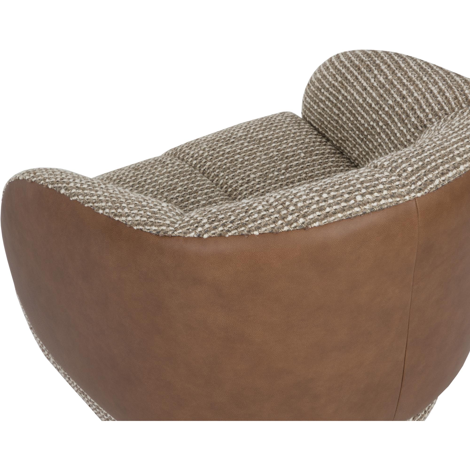 Camie Swivel Lounge Chair - Torched Meringue / Cognac Leather 8 Camie Swivel Lounge Chair - Torched Meringue / Cognac Leather - Image 8