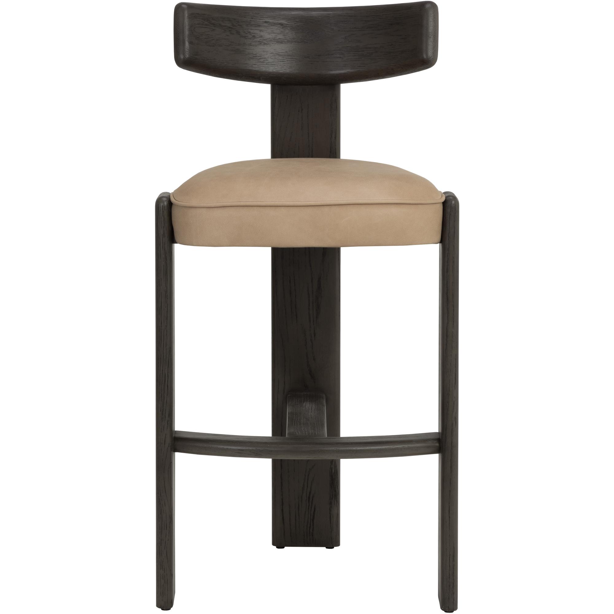 Horton Barstool - Dark Brown - Sahara Sand Leather 2 Horton Barstool - Dark Brown - Sahara Sand Leather - Image 2