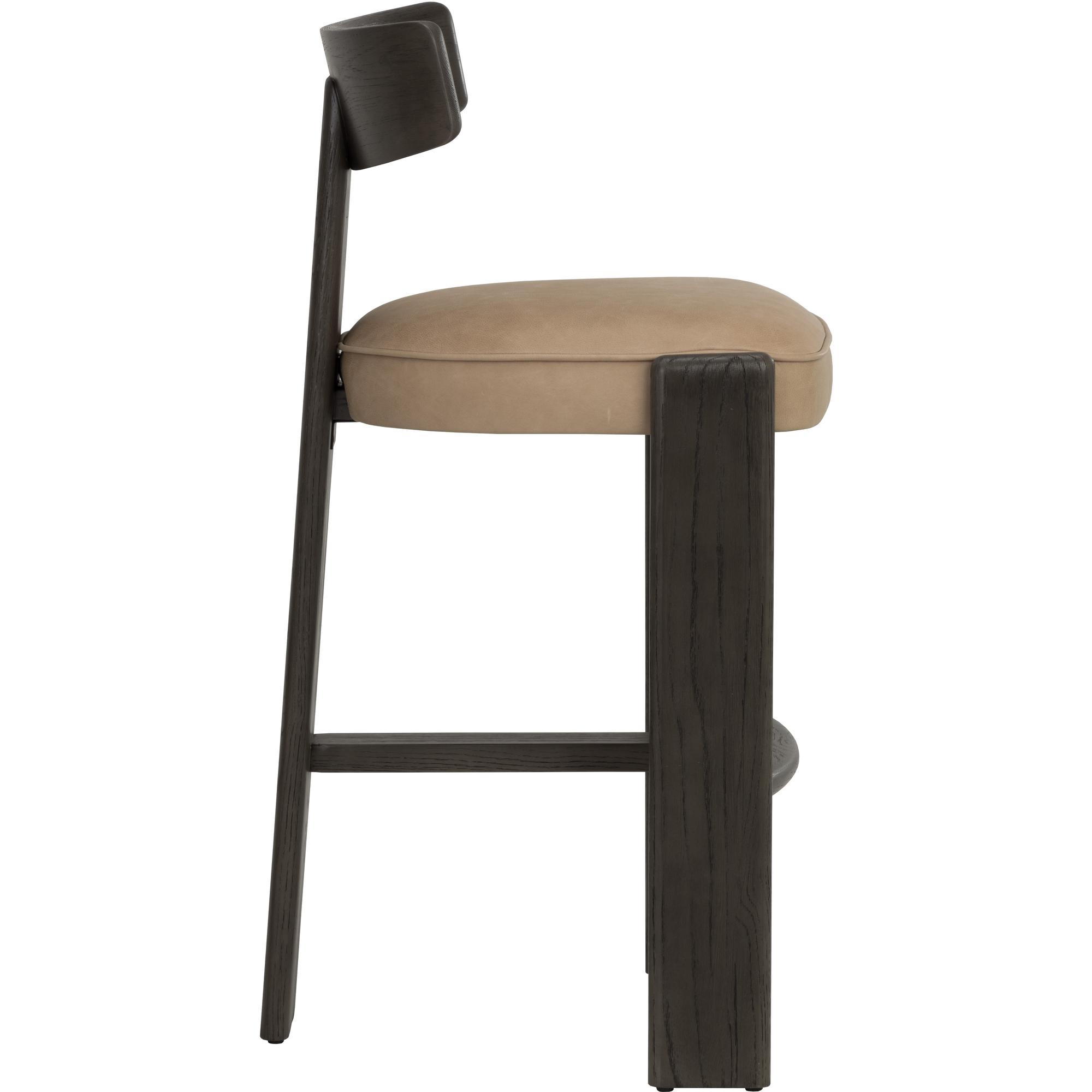 Horton Barstool - Dark Brown - Sahara Sand Leather 3 Horton Barstool - Dark Brown - Sahara Sand Leather - Image 3