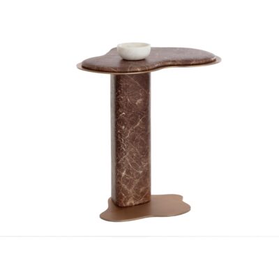 Isola End Table - Marble Look - Mocha