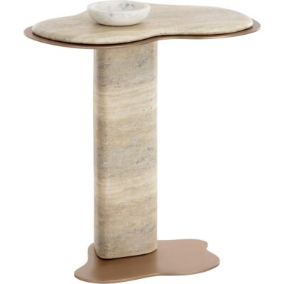Isola End Table - Travertine Look - Dune
