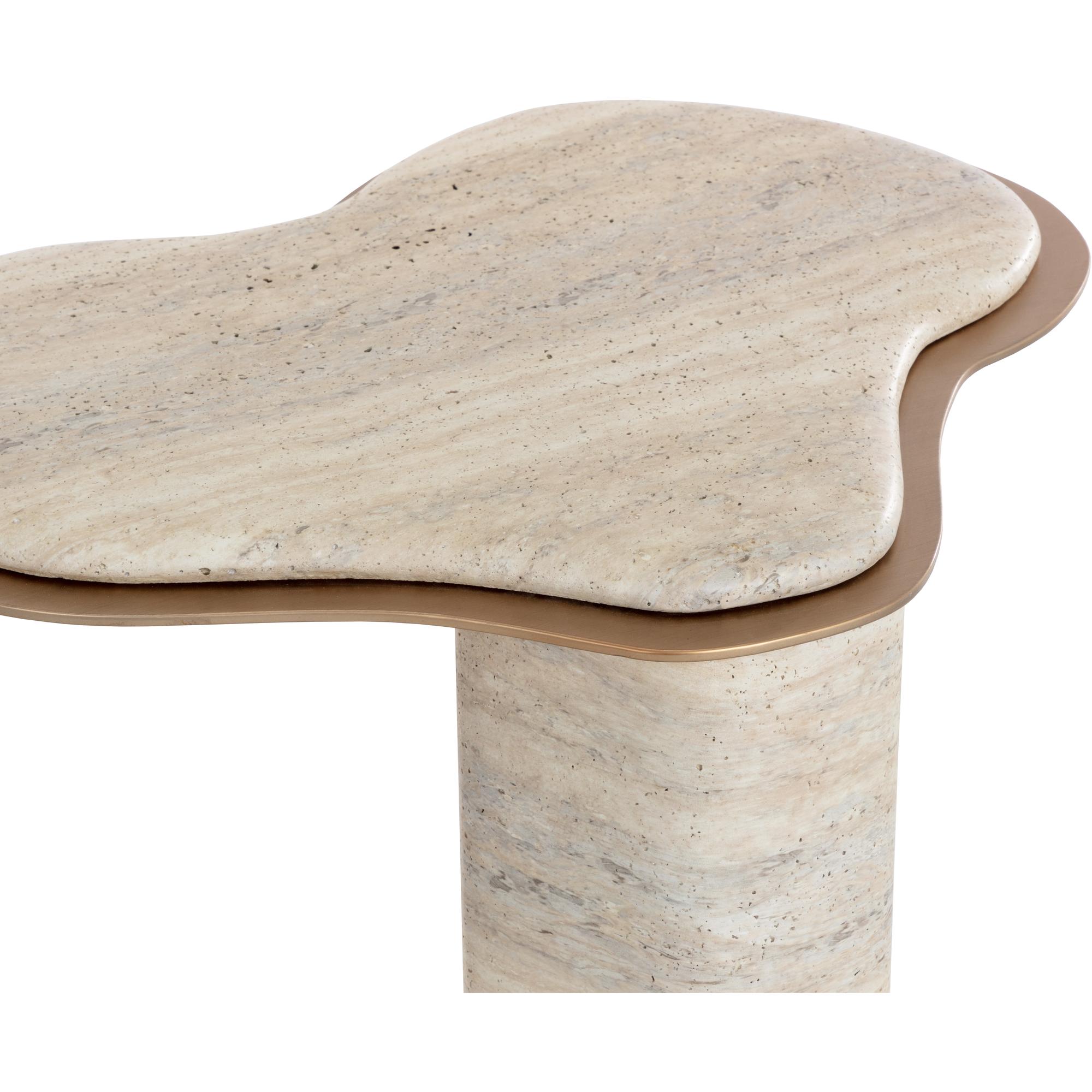 Isola End Table - Travertine Look - Dune 5 Isola End Table - Travertine Look - Dune - Image 5