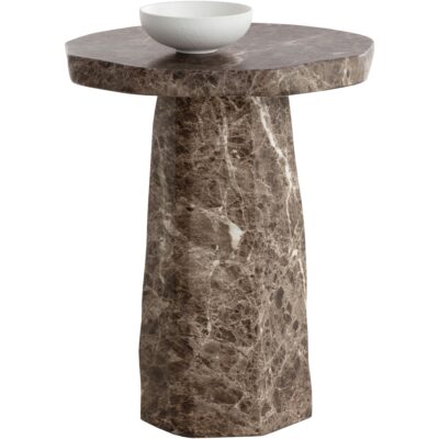 Baldur End Table - Marble Look - Dark Emperador