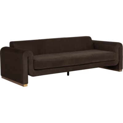 Romer Sofa - Brushed Gold - Nubuck Cocoa Leather