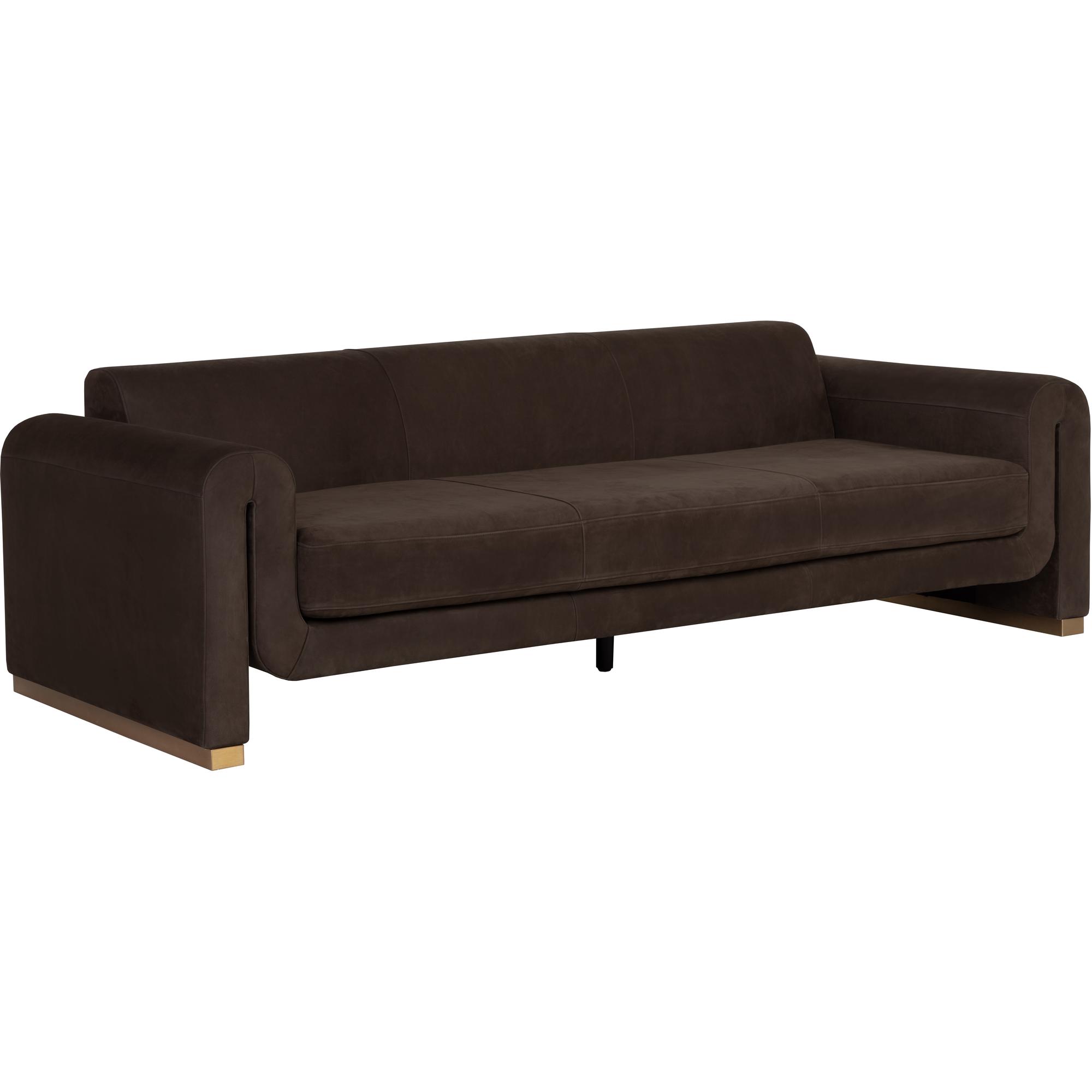 Romer Sofa - Brushed Gold - Nubuck Cocoa Leather 1 Romer Sofa - Brushed Gold - Nubuck Cocoa Leather