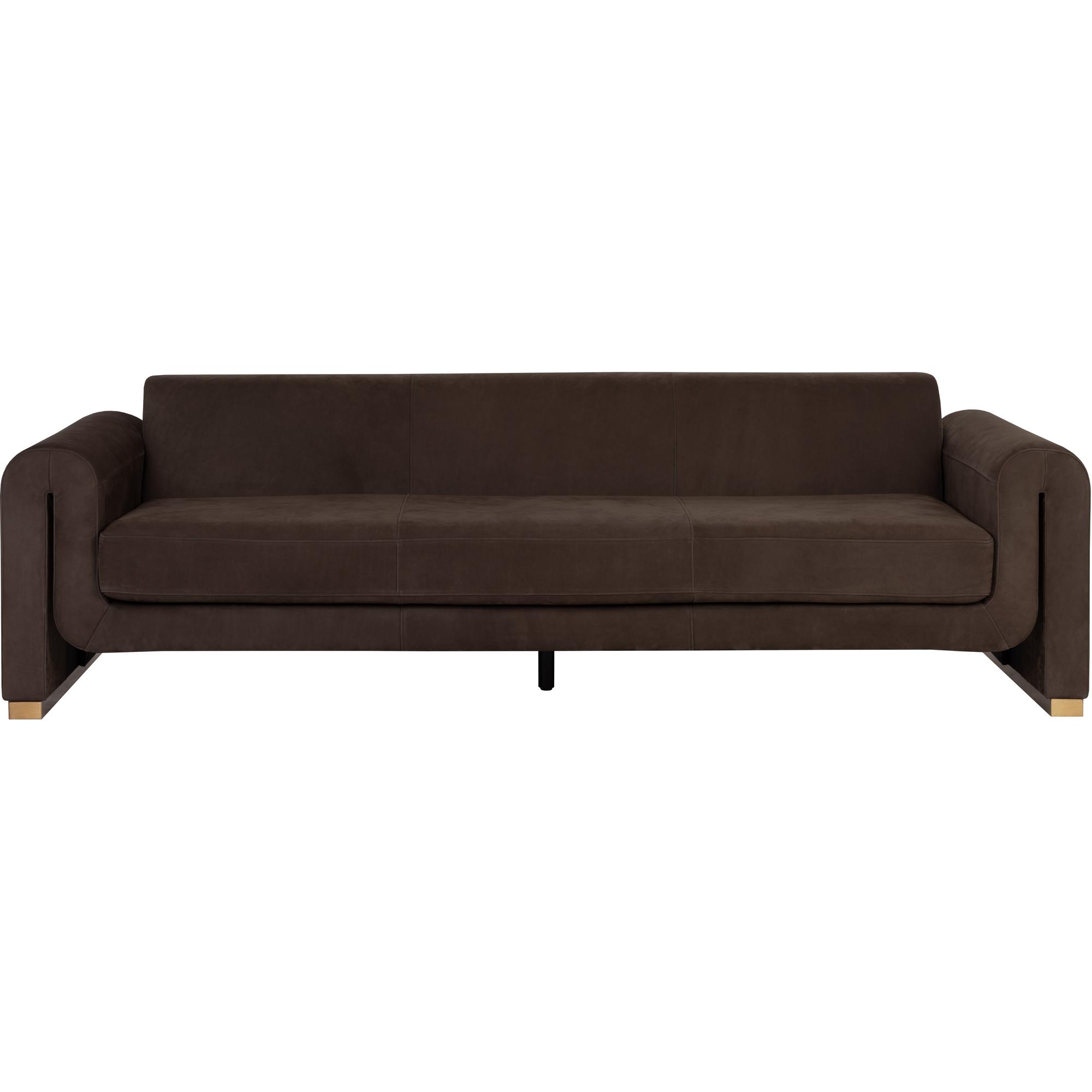 Romer Sofa - Brushed Gold - Nubuck Cocoa Leather 2 Romer Sofa - Brushed Gold - Nubuck Cocoa Leather - Image 2
