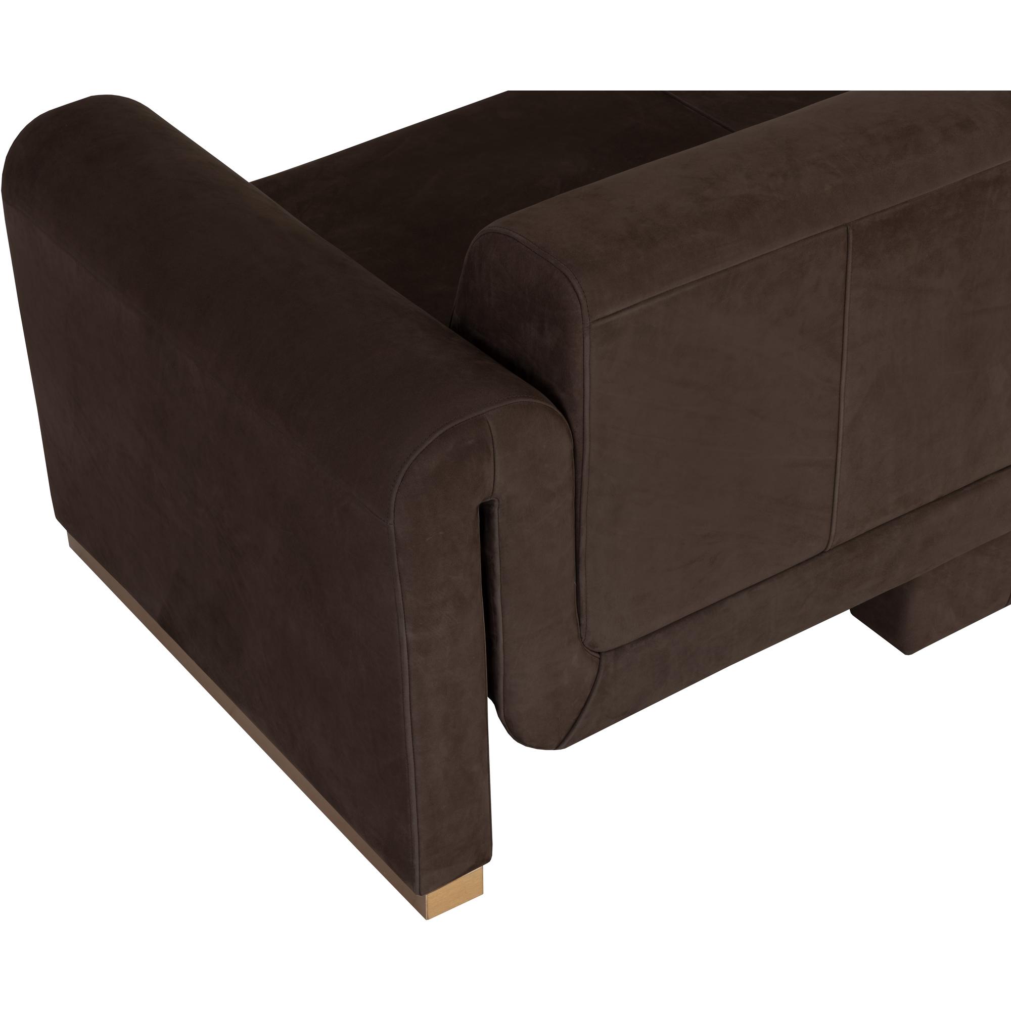 Romer Sofa - Brushed Gold - Nubuck Cocoa Leather 4 Romer Sofa - Brushed Gold - Nubuck Cocoa Leather - Image 4
