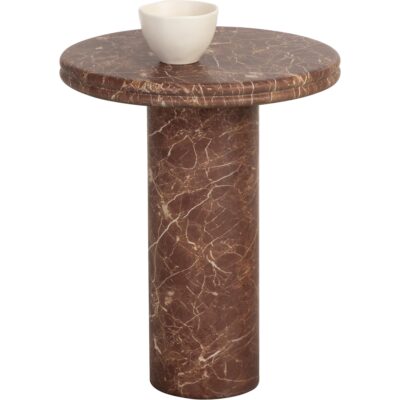 Bastion End Table - Marble Look - Mocha